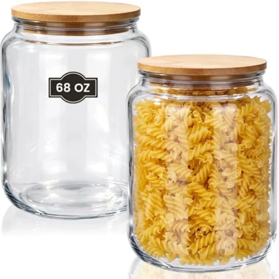 Set di 2 Contenitori per Alimenti da 68 oz con Chiusura Ermetica, Barattoli Spessi Trasparenti per Conservazione di Farina, Zucchero e Ingredienti da Cucina