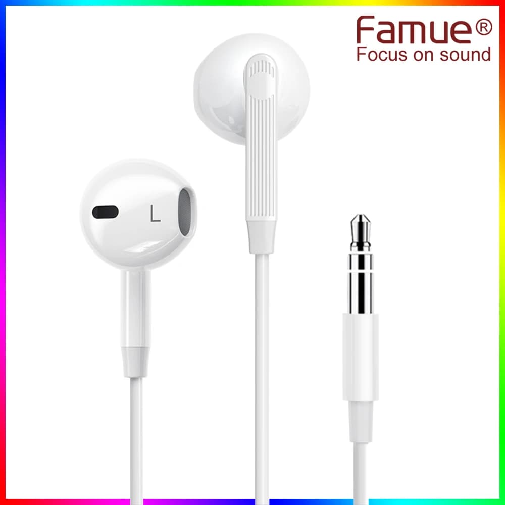 Famue Cuffie cablate da 3,5 mm e tipo C - Auricolari musicali con microfono, controllo cablato, supporto chiamate, cavo in silicone, nucleo in rame puro