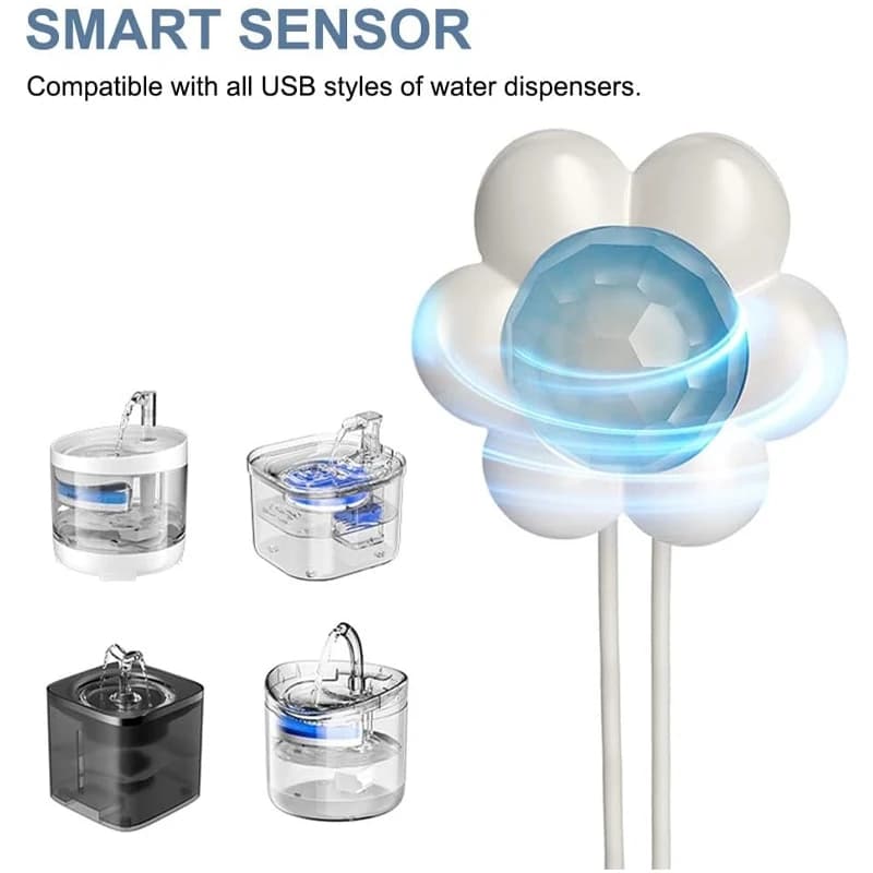 Sensore di movimento intelligente per fontana automatica per gatti, sensore radar a infrarossi esterno, compatibile con tutti i distributori d'acqua USB