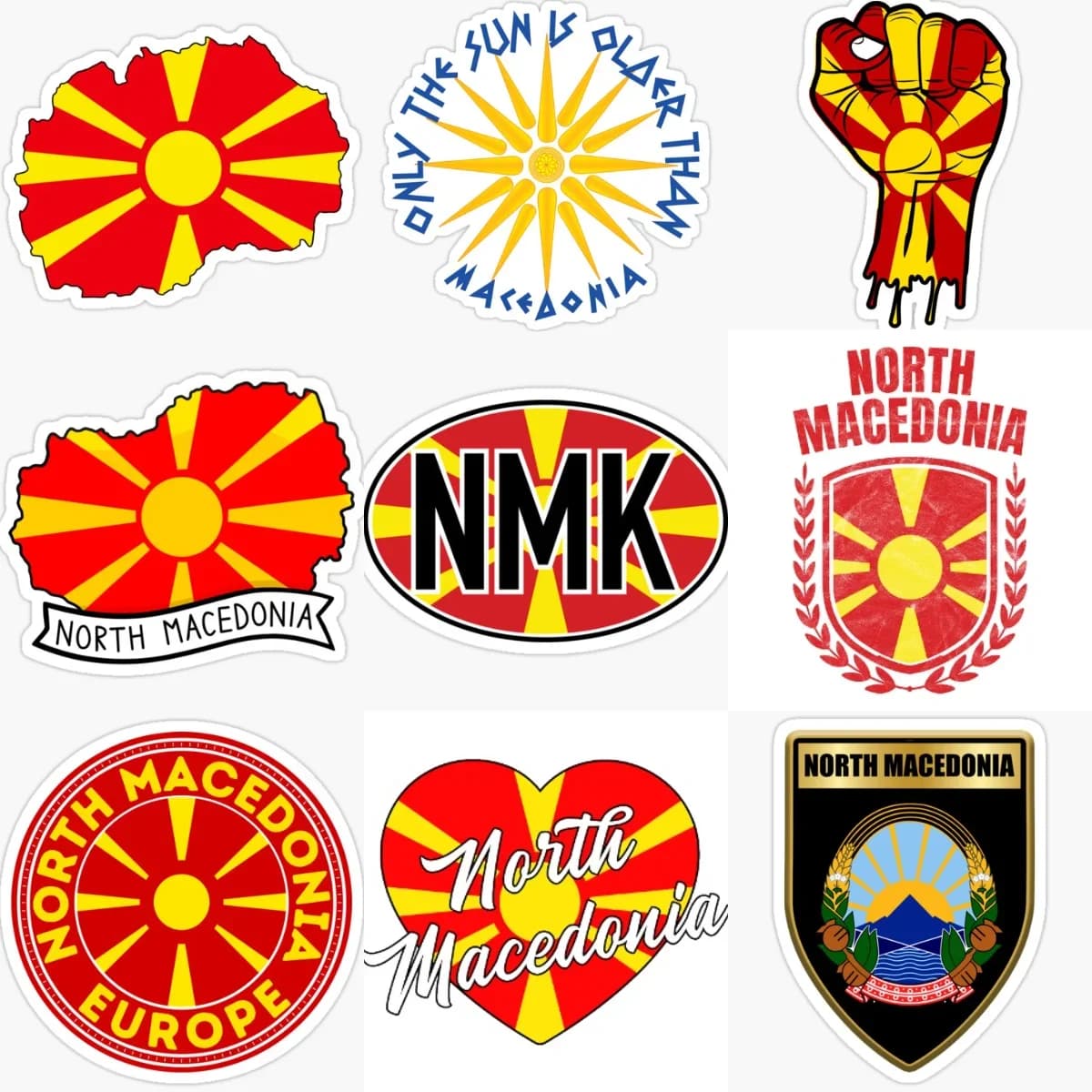 Adesivi Creativi in PVC con Bandiera e Mappa della Macedonia NMK per Auto, Furgoni, Biciclette, Caschi, Finestre e Pareti