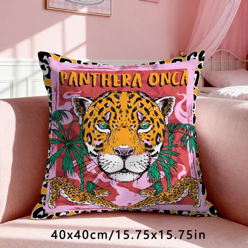 1 copricuscino Panthera Onca Jaguar, custodia per cuscino in morbido poliestere con stampa fronte-retro 2D per la decorazione di casa, divano, camera da letto, auto