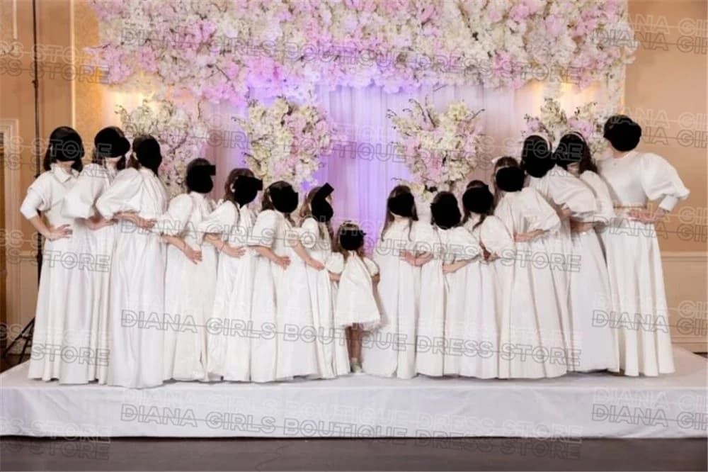 Abiti da comunione eleganti per battesimo Abito da ragazza di fiori soffice in raso idilliaco Abiti da ballo per matrimoni Abiti da sera per feste di compleanno per bambini