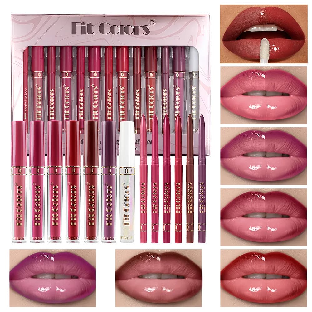 6 & 7 Lip Makeup Set Matte Lip Glaze & Lipstick Liner Pencil Transfer Resistant Waterproof Long Lasting Define Lip Kit