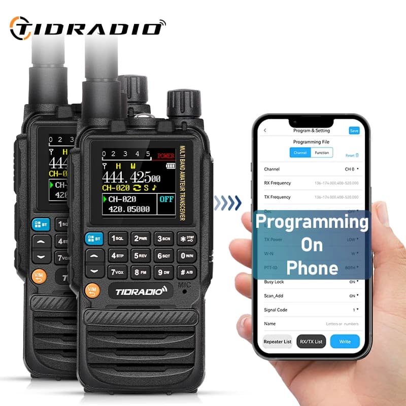 TIDRADIO 2PCS H3 Walkie Talkie a lungo raggio Programmazione wireless Air Band Radio bidirezionale Set portatile HAM GMRS