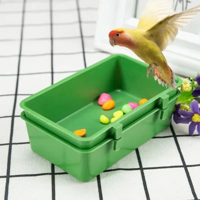 1 plastica uccello vasca da bagno pappagallo doccia uccello cibo ciotola gabbia pappagallo mangiatoia gancio Pet uccello cibo vassoio accessori