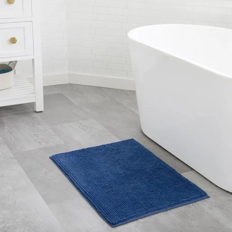 Tappetino da bagno in ciniglia 17x24 Tappeto antiscivolo morbido assorbente blu navy per l'arredamento del bagno