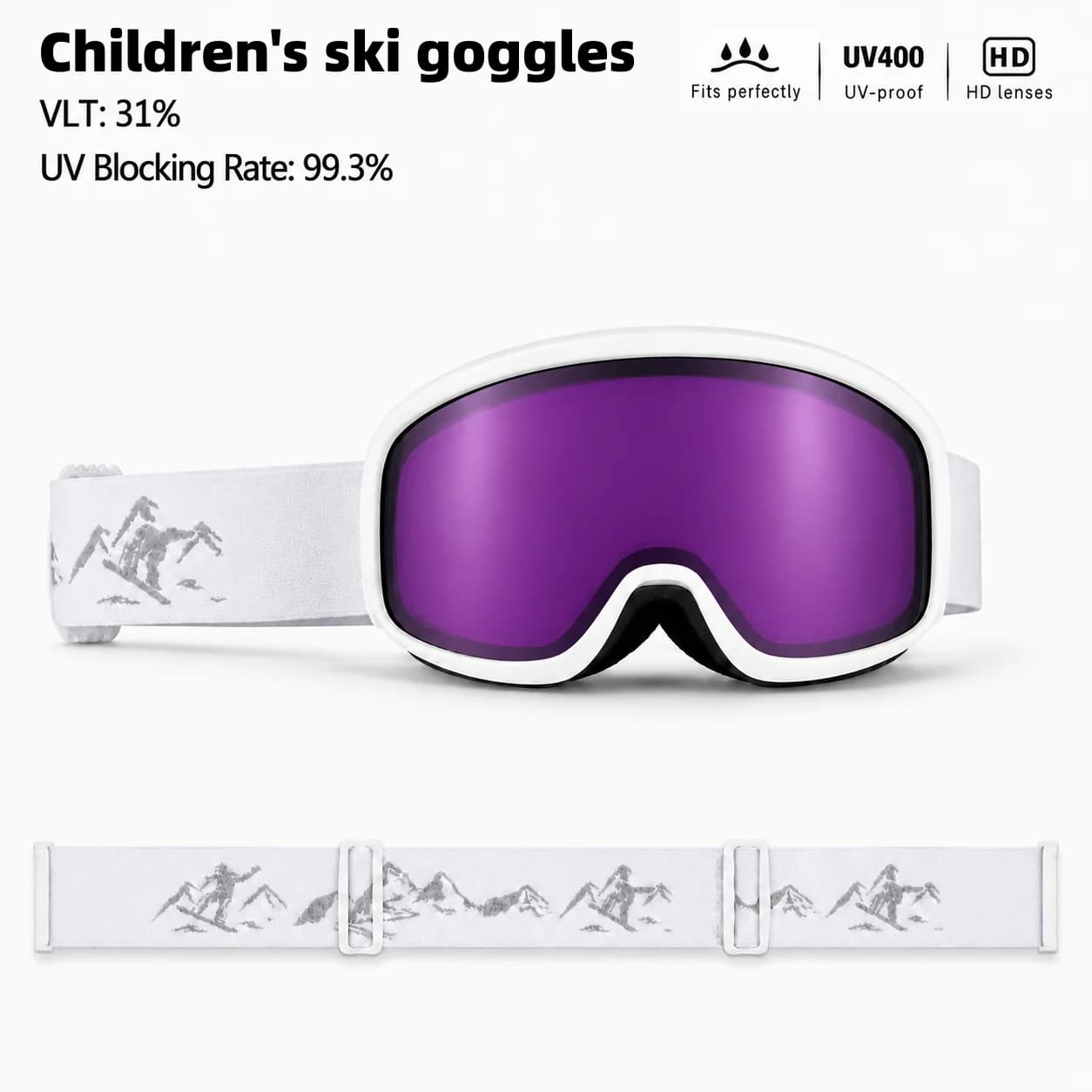 Children's ski goggles featuring HD fog-proof lenses; unisex snowboard eyewear for kids, windproof & shock-resistant