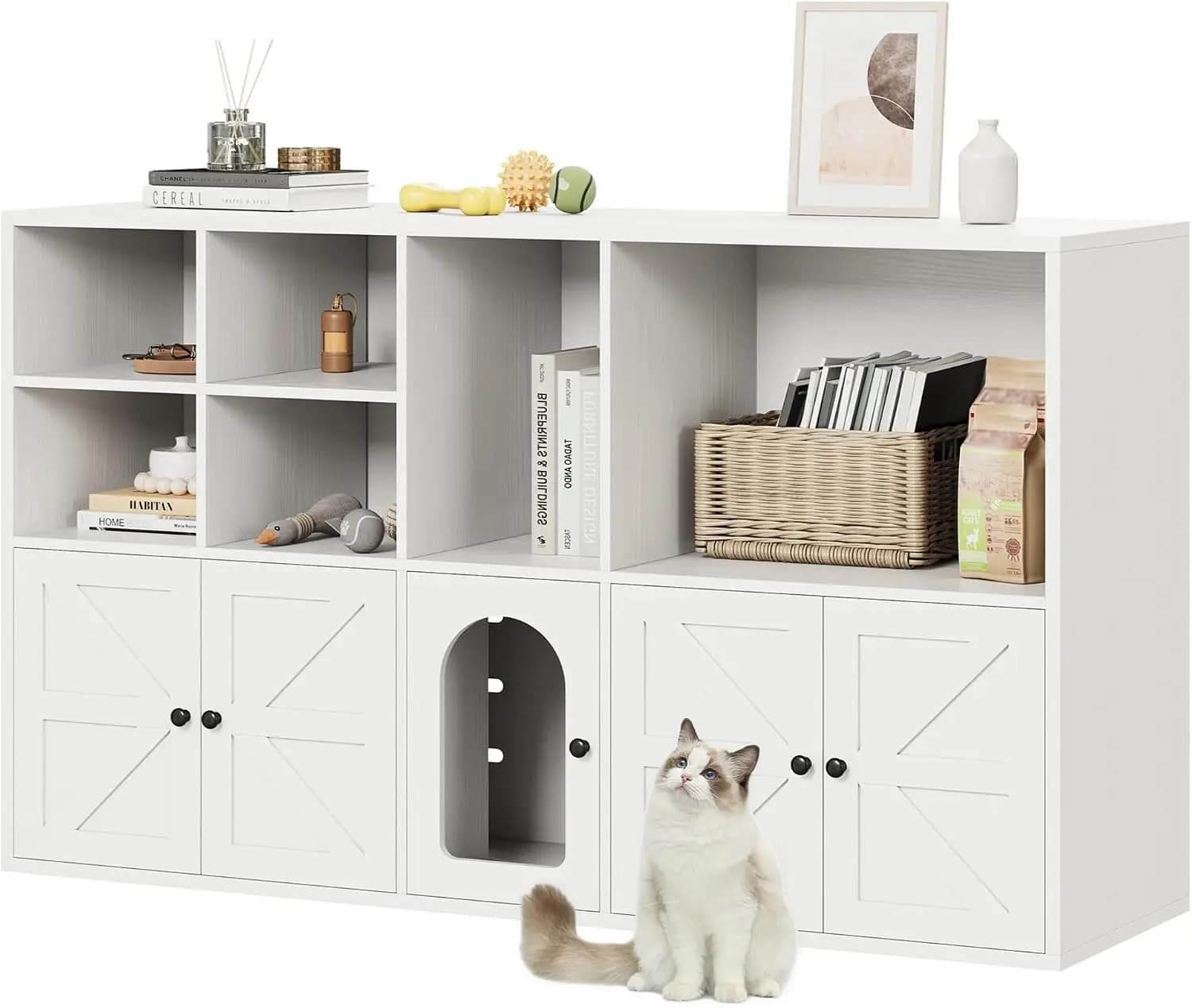 Hidden Litter Box Furniture Enclosure For 2 Cats