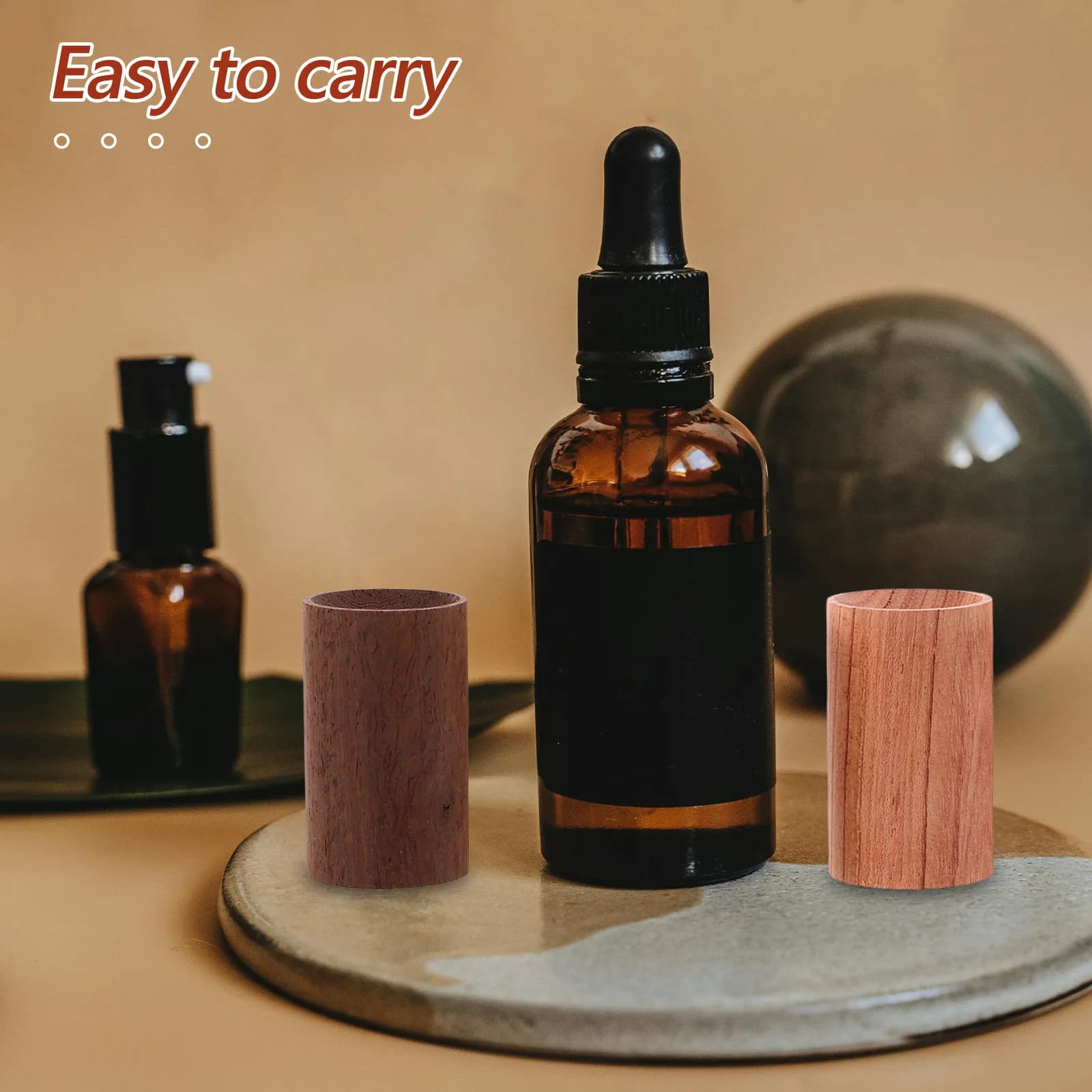 5Pcs Natural Beech Wood Aromatherapy Diffuser Wooden Essential Oil Diffuser for Car Home Office Desk Use Wood Car Airfreshener