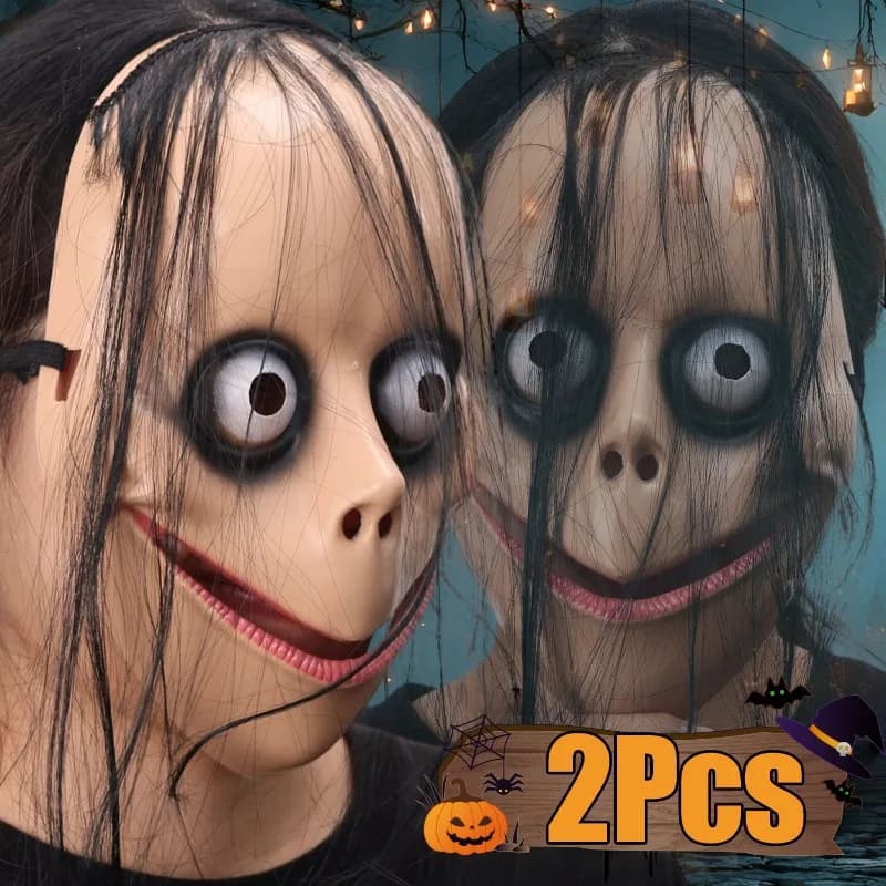 Creepy Halloween Evil Clown Maschera Full Face Cosplay Scherzo Prop Spaventoso Costume da festa Decorazione horror in plastica leggera e durevole