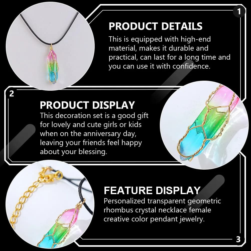 Crystal Necklace Rhombus Cut Pendant Neck Jewelry Clavicle Accessory Elegant Neck Matching for Women Special Occasions