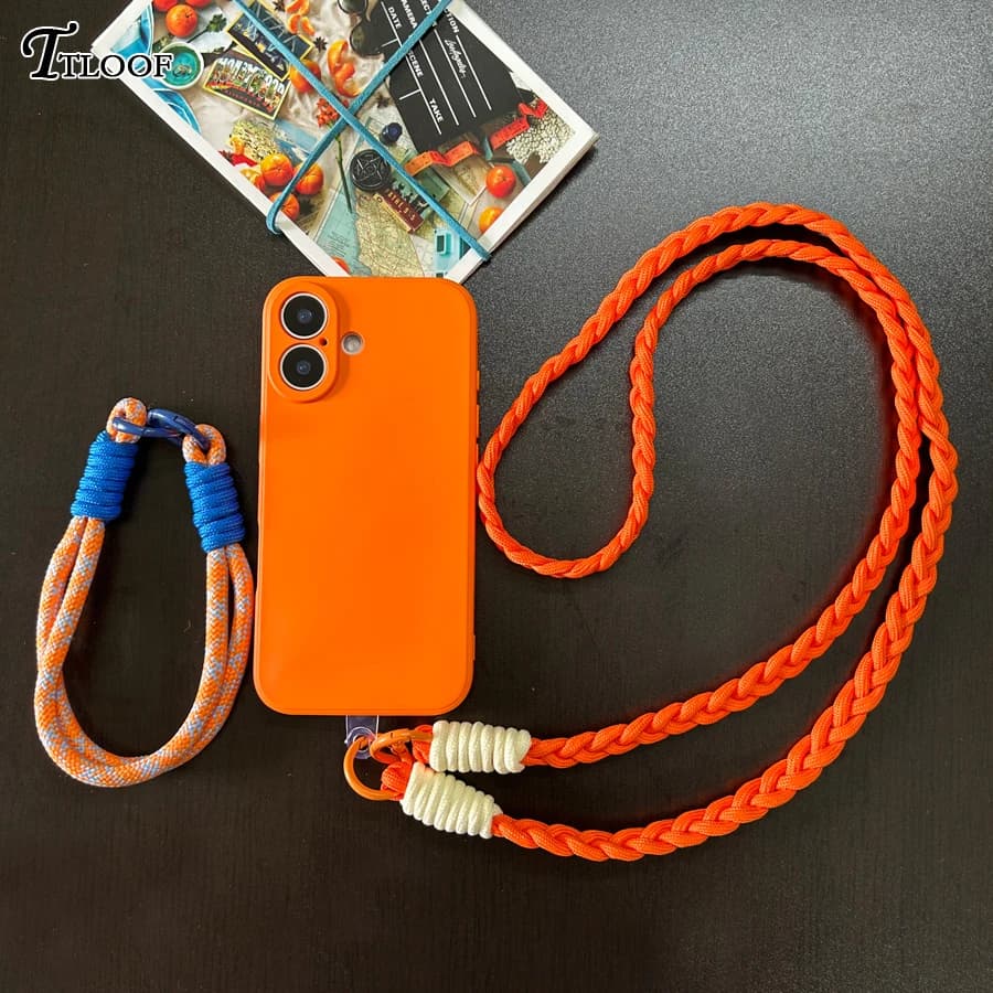 Crossbody Lanyard Necklace Strap Liquid Silicone Case For iPhone 17 Air 16 15 14 11 12 13 Pro Max Plus Soft Cover
