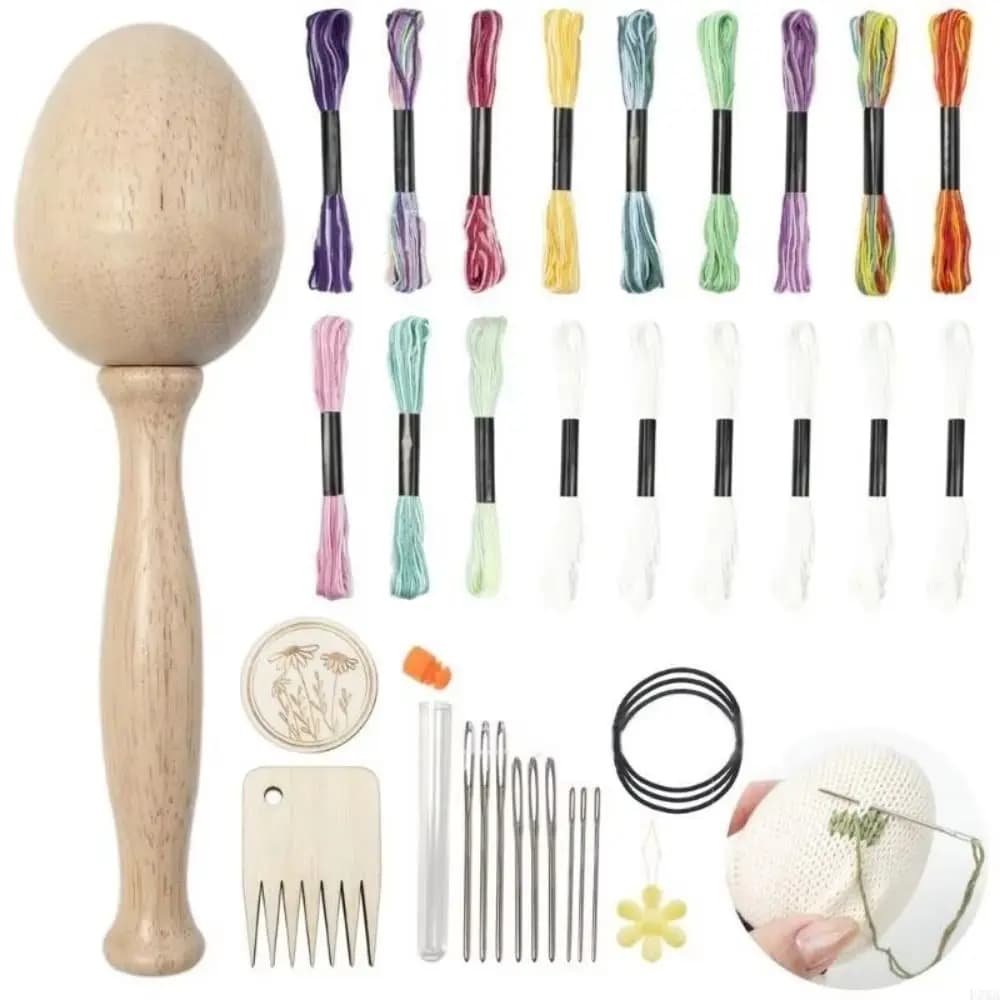 DIY Crafts Sock Darning Kit Weaving Loom Portable Knitting Patch Repairing Tool 50 Color Threads Egg/Mushroom Shaped