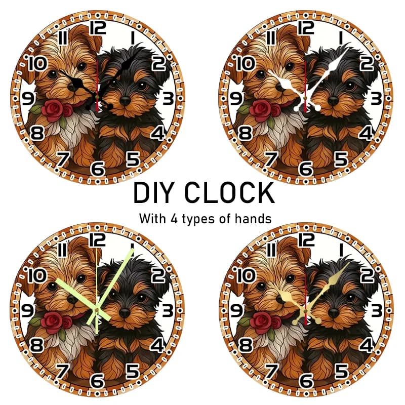 Acrylic wall clock illuminating in the dark, style do-it-your sunshades, cute 10 inch puppy theme, perfect for modern home