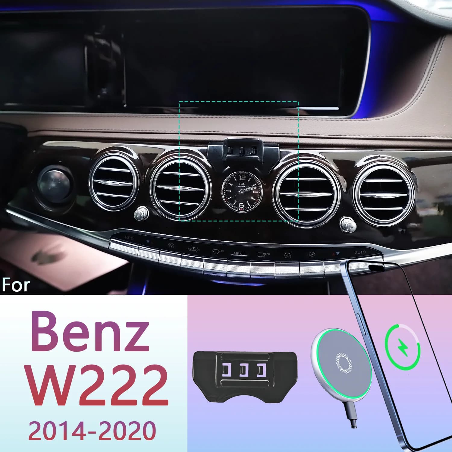 Per Mercedes Benz S400 S450 500 600 W222 2014-2020 supporto magnetico per telefono 15W supporto per telefono con ricarica Wireless supporto per telefono MagSafe