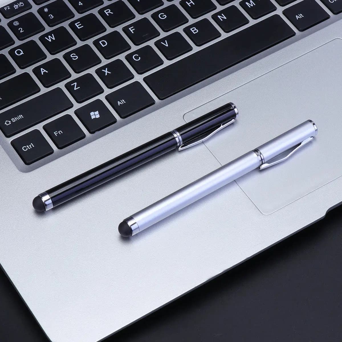 10 Pezzi Penna Stilo Touch Screen 2-in-1 in Alluminio, Penna Capacitiva e Penna a Sfera per Tablet e Smartphone, per Disegno e Appunti