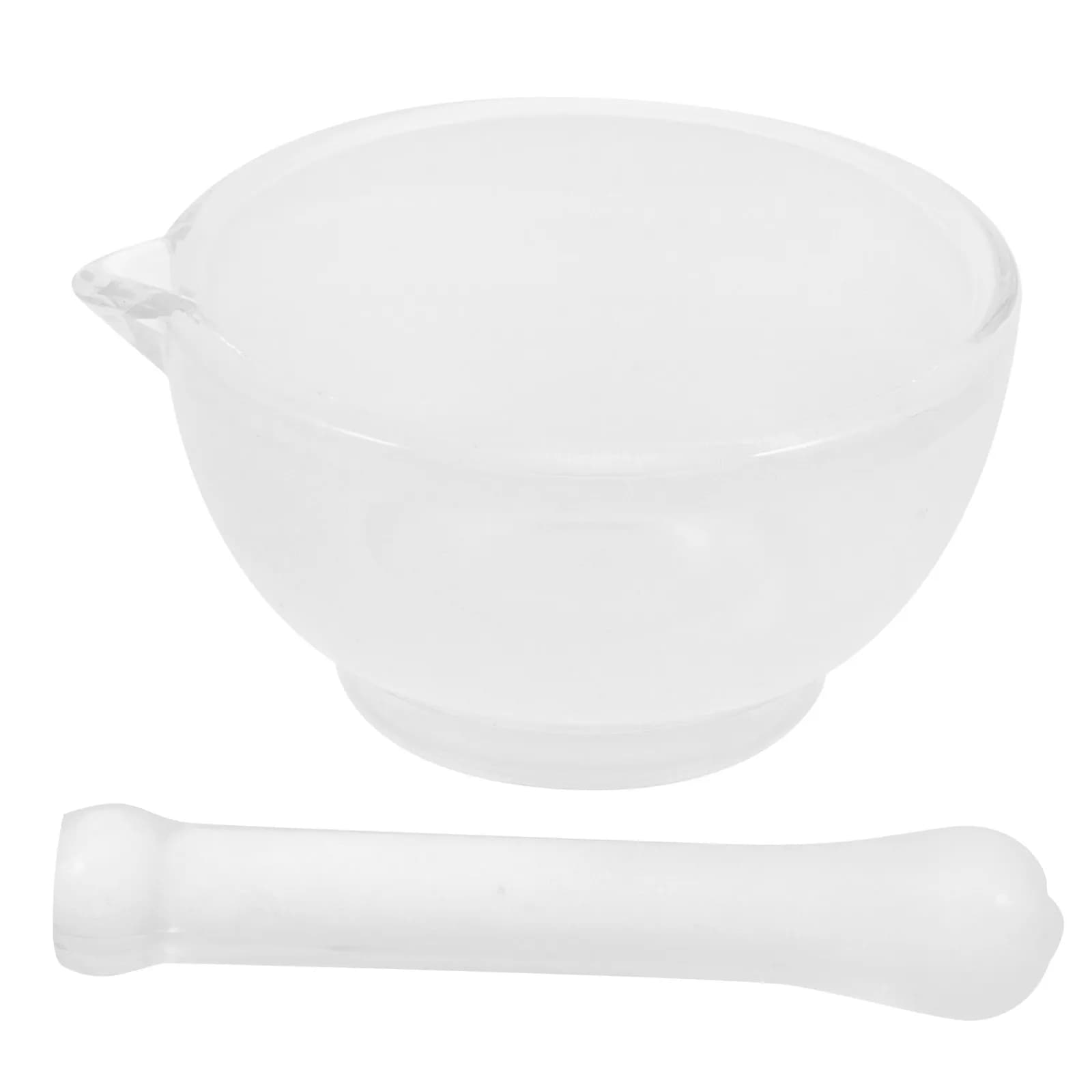 Set di 1 ciotola in vetro e pestello, ciotola per macinare resistente, base stabile antiscivolo, adatta per macinare spezie in cucina e laboratorio