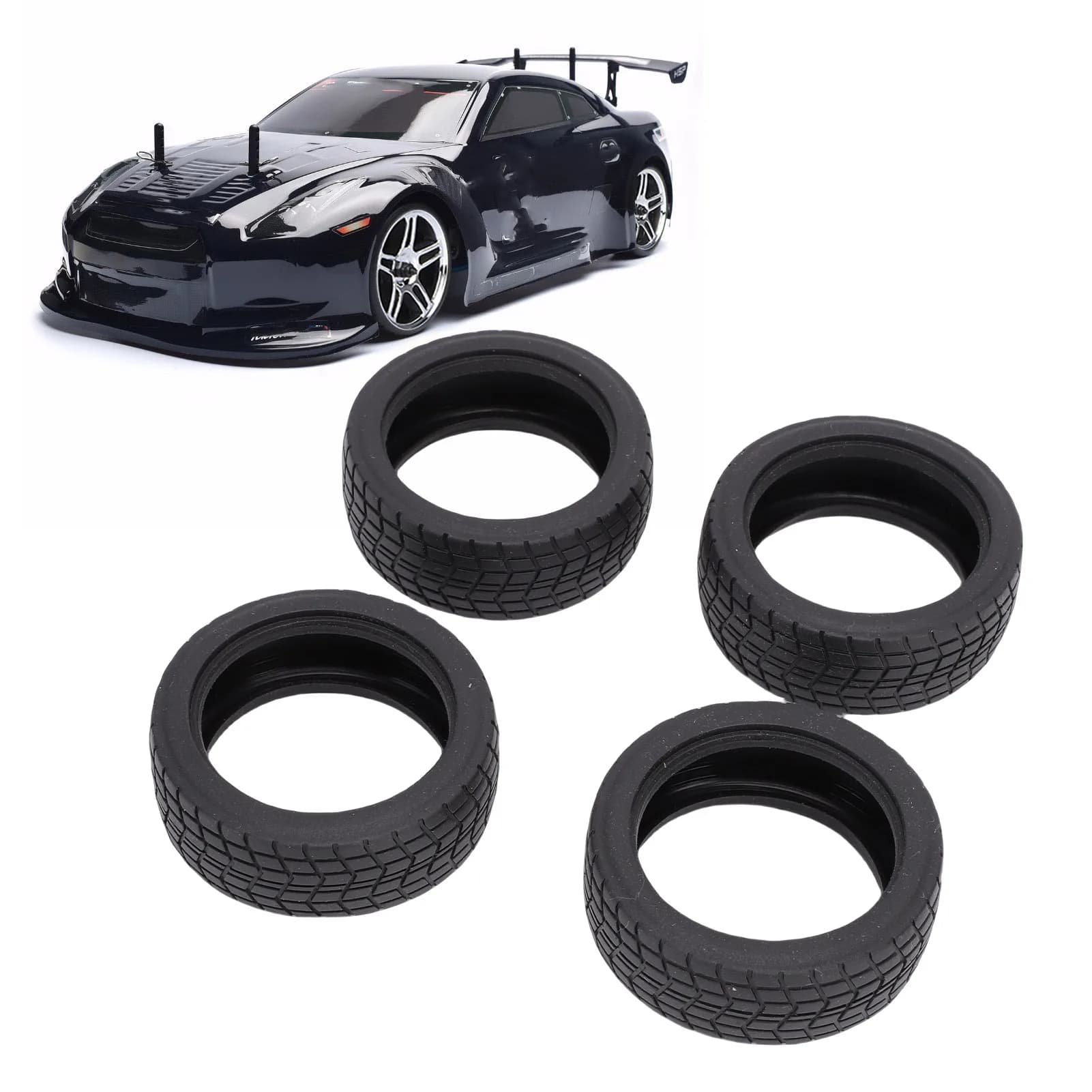 4 Pneumatici per Auto RC Drift 1/10 in Gomma ad Alta Aderenza, Pneumatici da Corsa per Auto Telecomandate, Prestazioni Stabili, Parti di Aggiornamento