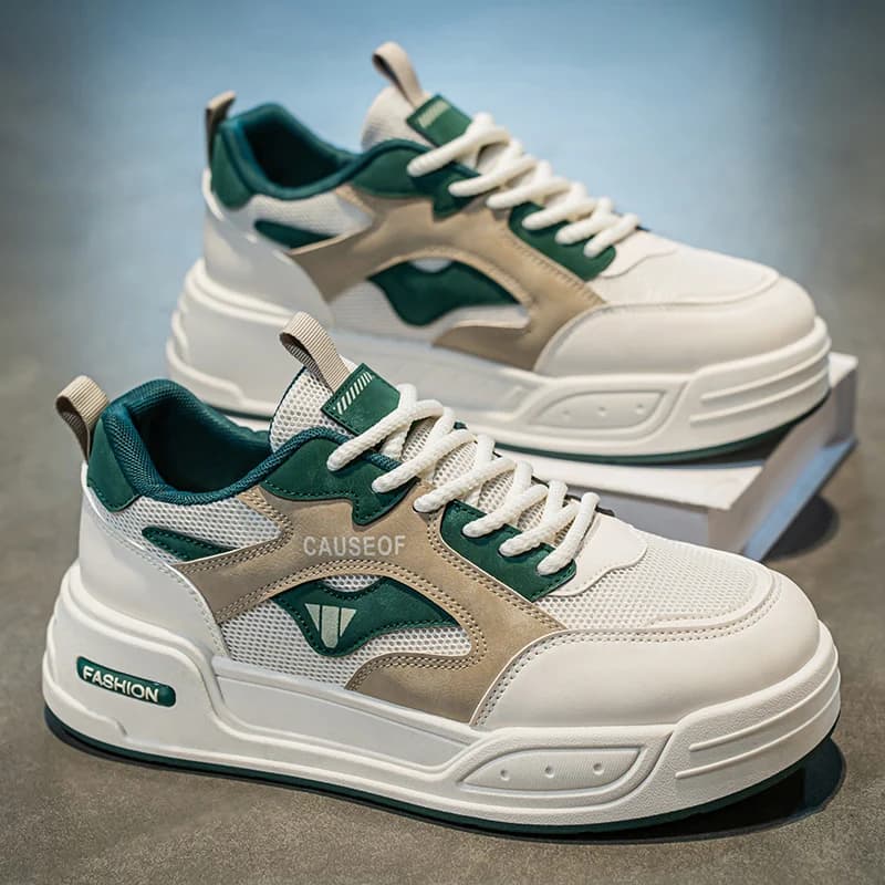 Scarpe da Skateboard da Uomo, Sneakers Primaverili ed Estive in Pelle, Casual, alla Moda, per Corsa all'Aperto, Sport, Escursionismo, con Piattaforma, Design di Lusso