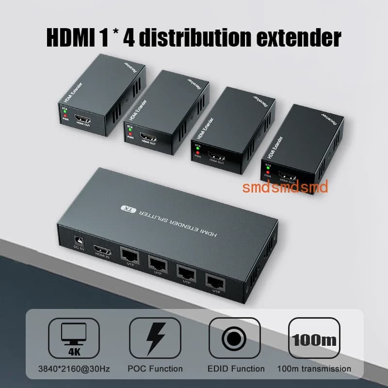 Splitter extender HDMI 1x4 1080p su cavo Ethernet Cat5e/Cat6 con uscita in loop - Fino a 50 m/165 piedi - Gestione EDID 1920*1080@60 Hz