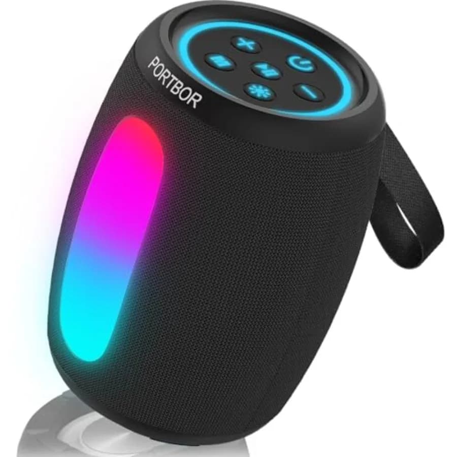 Bluetooth Speaker, Portable Wireless, Powerful Stereo Sound/8 Modes Light, 36H Playtime, TWS, IPX5 Waterproof, for Outdoor/Home