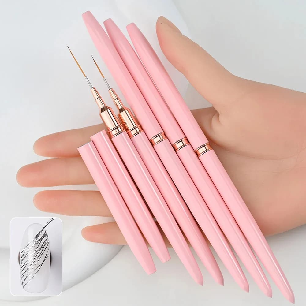 Set di penne per nail art Set di pennelli Linee allungate Disegno a strisce Pittura su gel UV Penna per design per unghie Strumento per manicure professionale