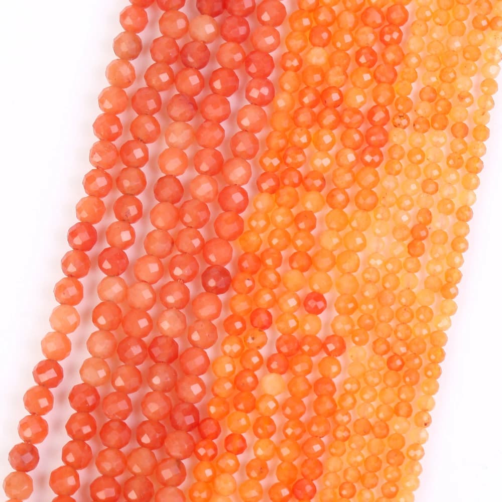 Perline rotonde sfaccettate in pietra naturale di avventurina rossa per la creazione di gioielli, braccialetti e collane fai da te, 2 mm, 3 mm, 4 mm