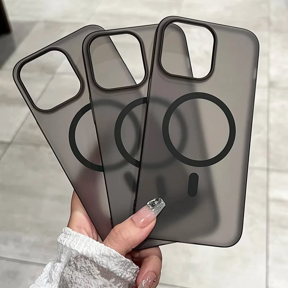 Matte Ultra-Thin For Magsafe Case For iPhone 17 18 Pro 16 15 14 Pro Max 13 12 Air Magnetic Wireless Charger Translucent Cover