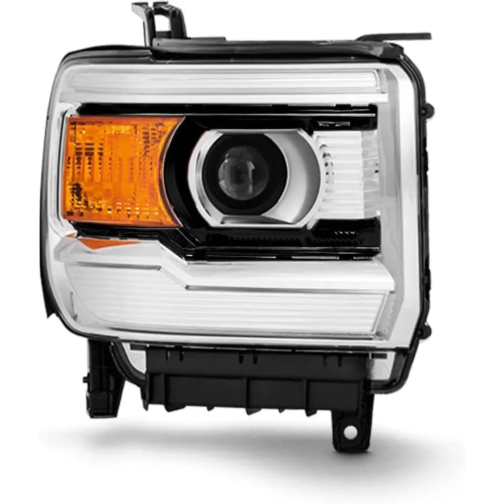 Faro Cromato Lato Passeggero Destro [Tipo Alogeno] Compatibile con GMC Sierra 1500 2014-2018 e Sierra 2500HD 3500HD 2015-19