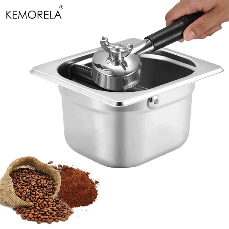 1PCS Portable Stainless Steel Coffee Knock Box - Barista Residue Bucket Coffee Grounds Container Waste Bin for Espresso Machines
