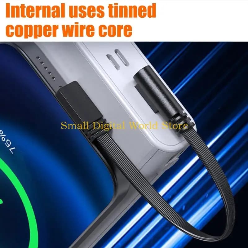 77UB 90 Degree USB A to USB C Cord 10cm Flat Flexible Charging Cable for Dashboard
