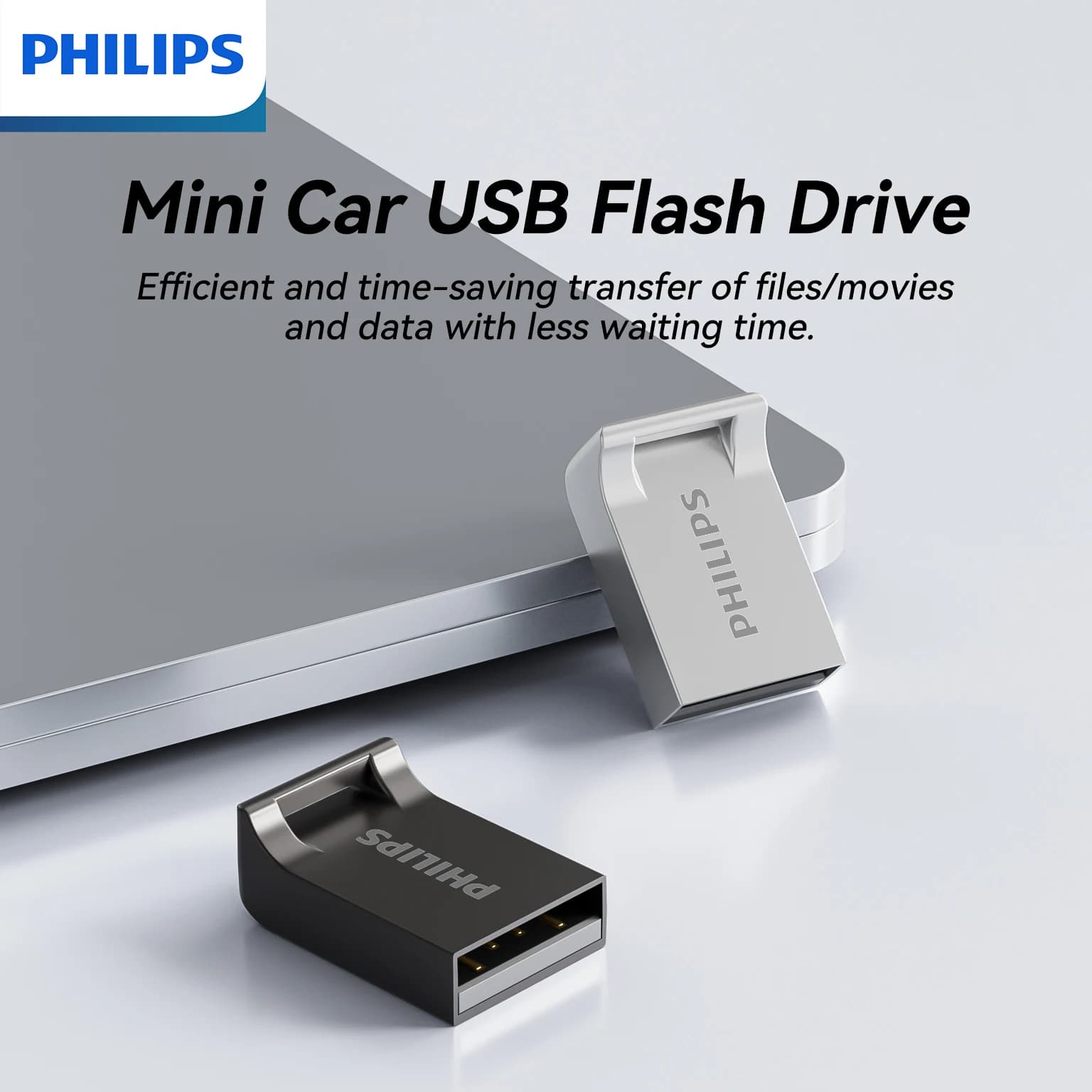PHILIPS Chiavetta USB Ultra Sottile, Mini U Stick, Espansione di Archiviazione per Laptop, Smart TV, Sistema Audio per Auto