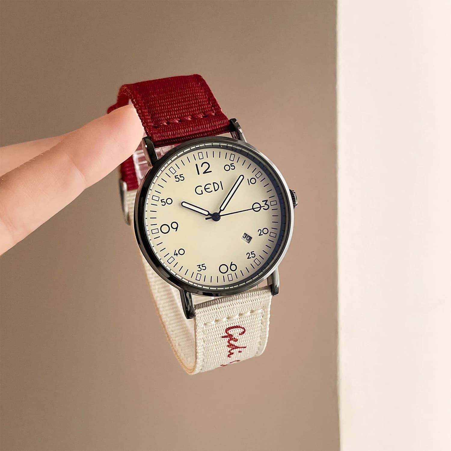 New fashionable woven watches in vintage style for men and women, ideal for exams, quartz watch with big dial, gift for students