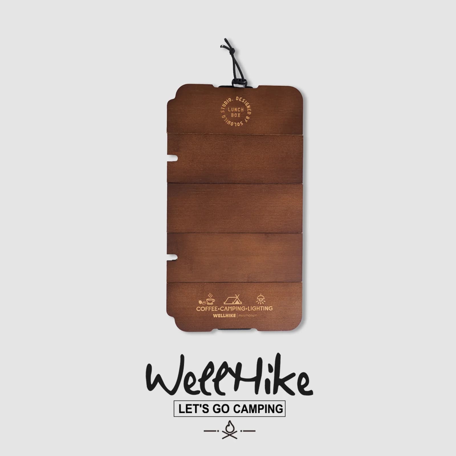 5‑Panel Foldable Wooden Board Retro Texture Outdoor Camping Picnic Coffee Accessory for Metal Lunch Box