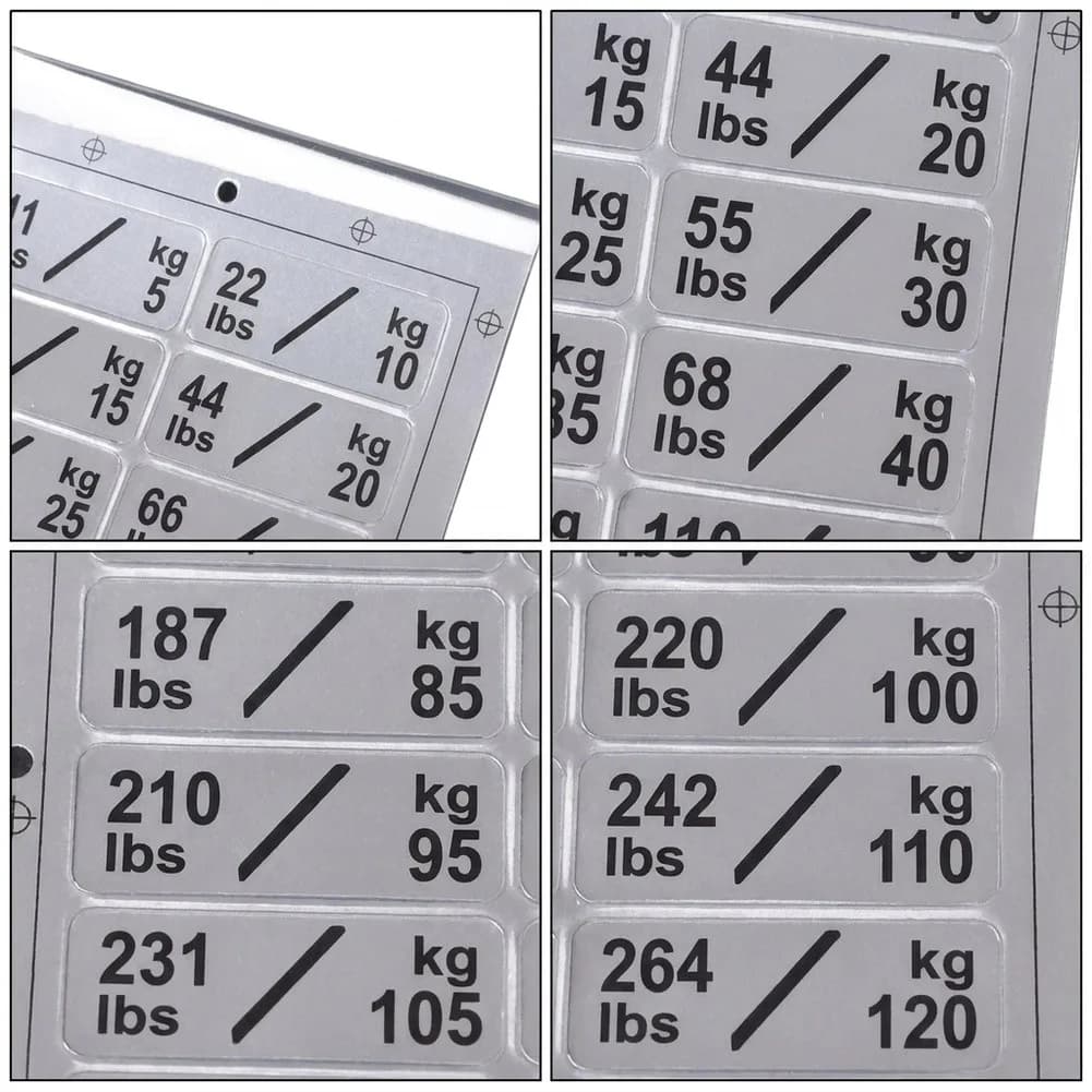 Weight Stack Label Stickers 3 Pack for Plate Machines Cable Trainers and Weight Plates 5kg-120kg Bold Waterproof Numbers