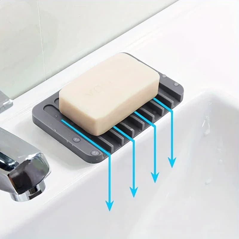 New 1PC Silicone Draining Soap Box No Punch Non Slip Creative Shelf Flexible Kitchen Bathroom Countertop Home Storage Organizer