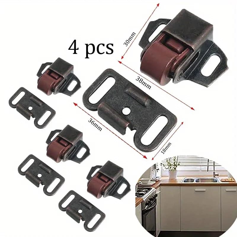 4 pezzi di perline porta dell'armadio porta dell'armadio rullo interruttore di blocco a scatto clip armadio chiusura fissa fondo piatto gamba bassa clip per porta mobili