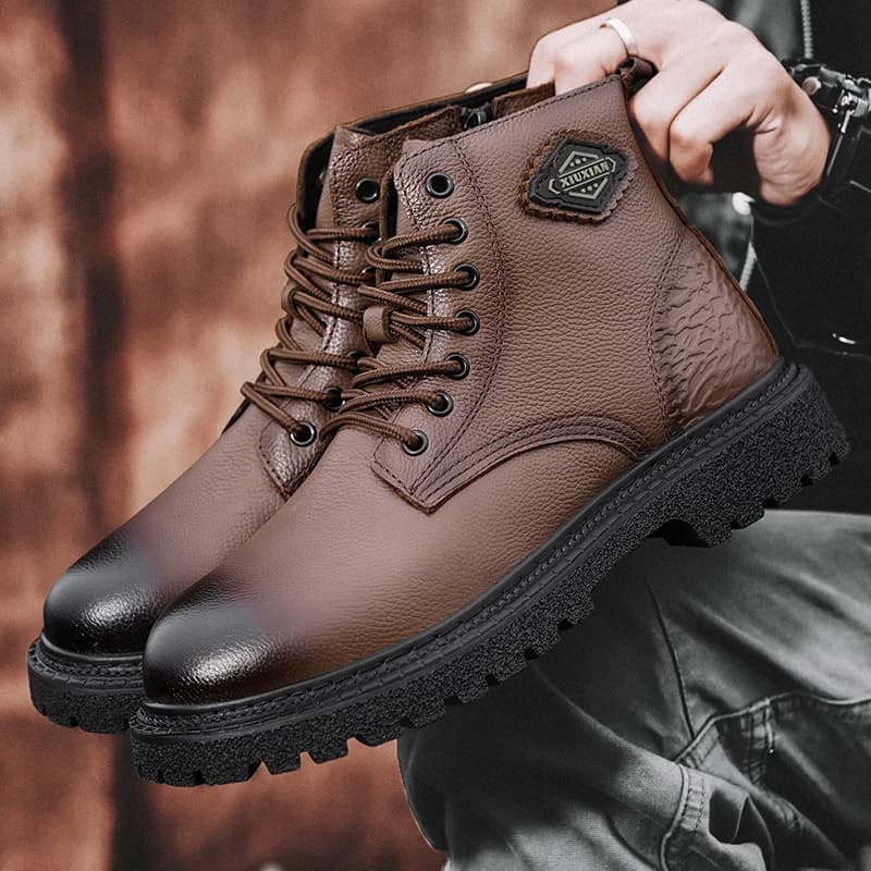 Designer Stivali invernali da uomo Scarpe eleganti da lavoro Stringate alla caviglia Moto da neve Stivali da cowboy con plateau Chelsea Scarpe da uomo