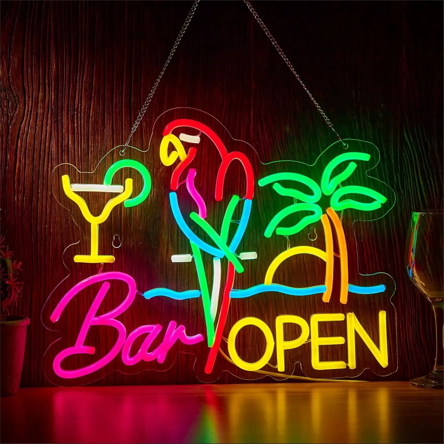 Insegna al Neon 'Bar Open', Luce da Parete Artistica per Attività Commerciali, Luce LED USB al Neon per Club, Ristoranti, Feste, Decorazione Camera da Letto, Regalo, Luce Notturna