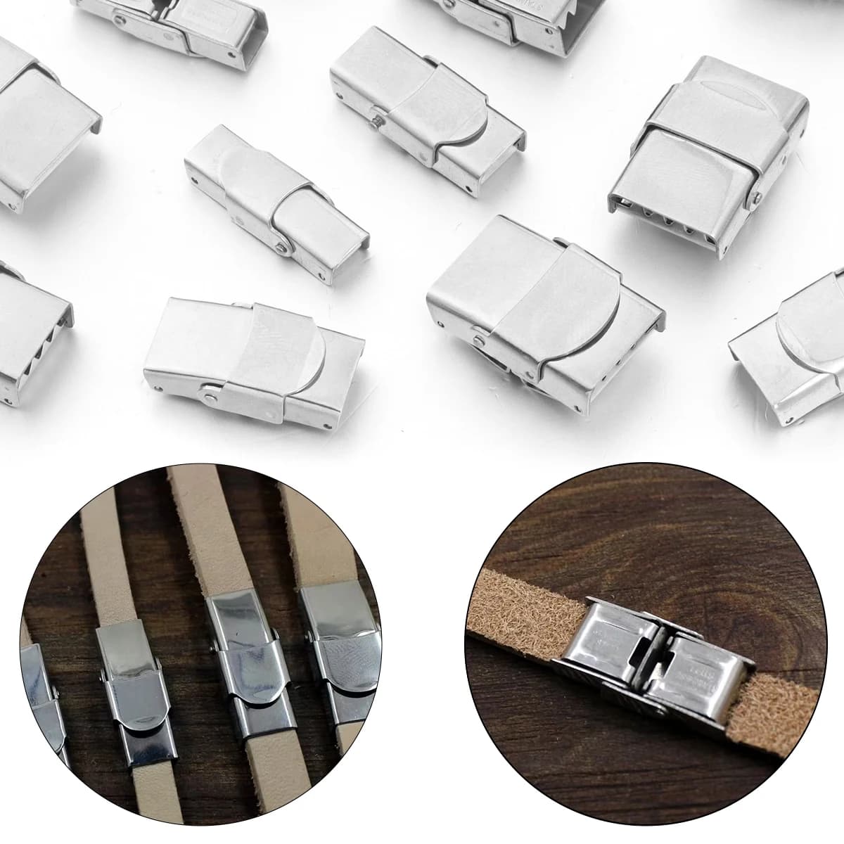 5 Pezzi Chiusure a Gancio in Acciaio Inossidabile per Cuoio, Fibbie di Fissaggio per Braccialetti Fai da Te, Connettori e Accessori per Creazione Gioielli