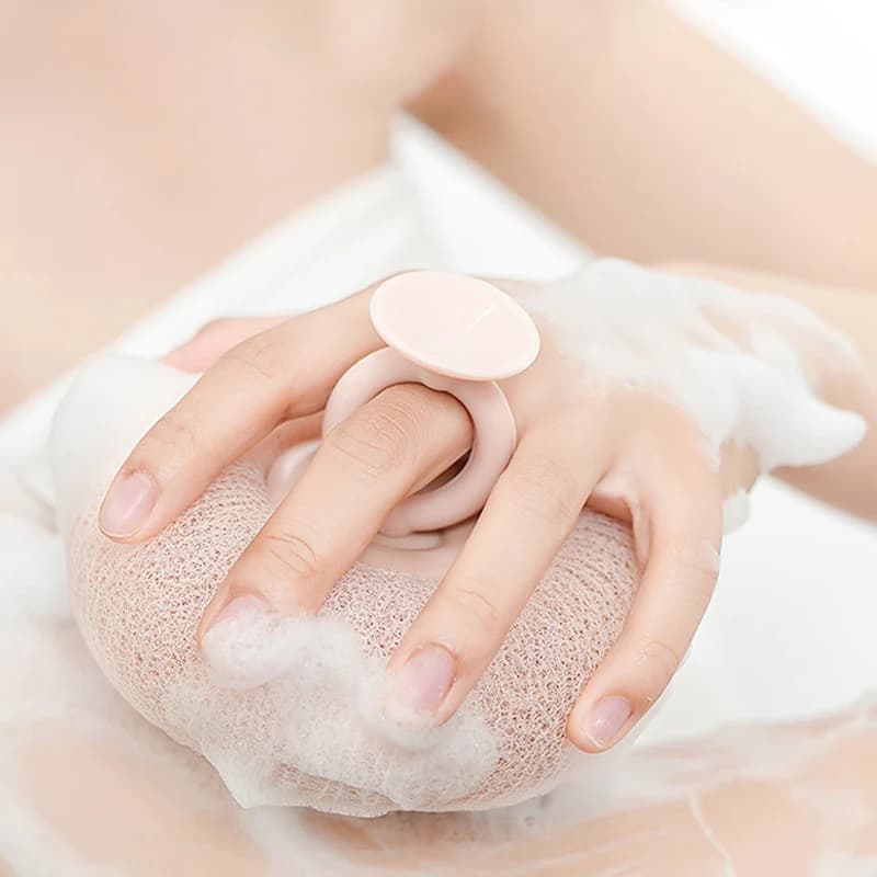 Palla da bagno con ventosa morbida girasole, spazzola per pulizia spugna da bagno con sfera da bagno girasole 2 in 1, spugna a rete per doccia da donna e uomo