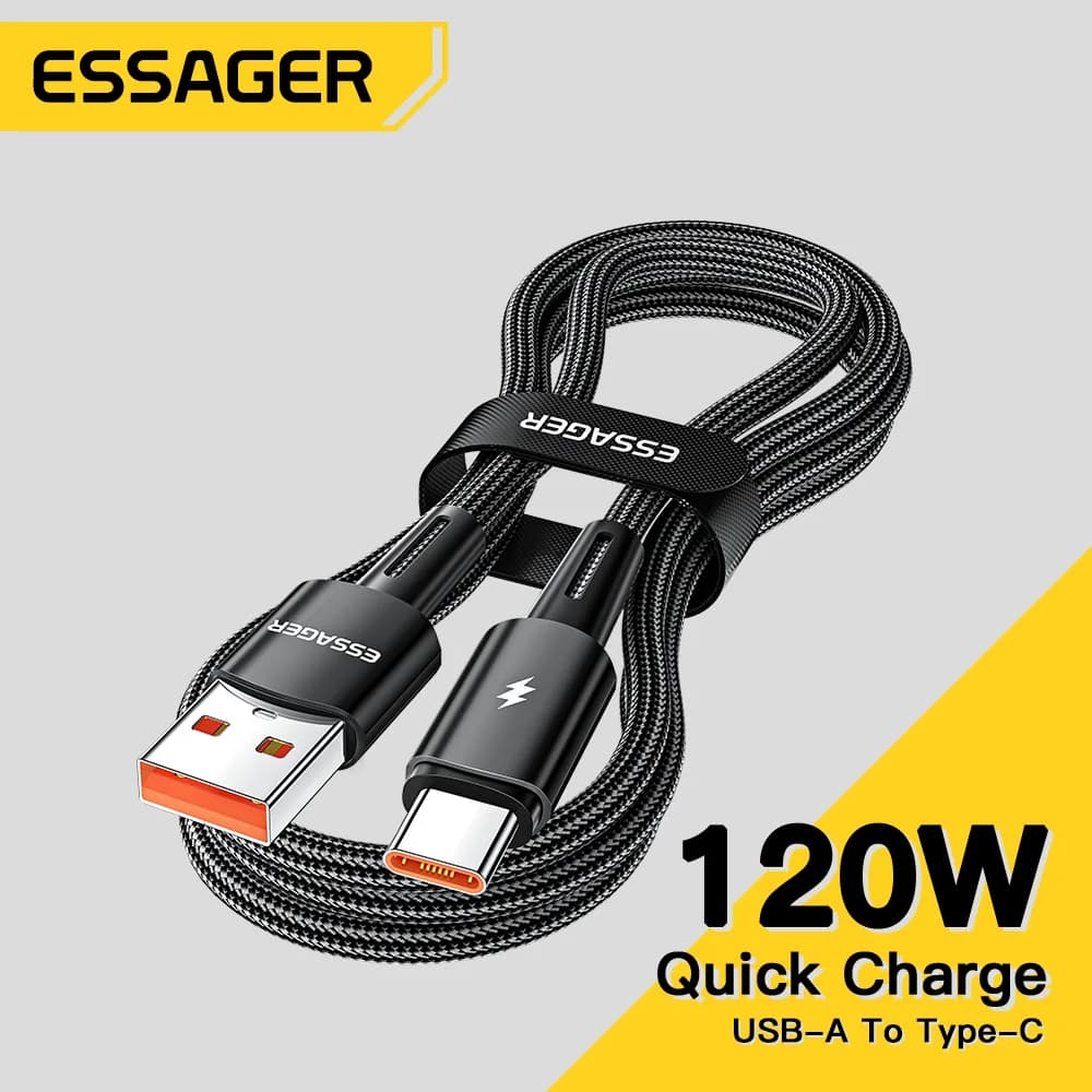 Cavo Essager da 2 m lungo 120 W USB A a tipo C ricarica super veloce 6A per Xiaomi 12Pro Redmi K50 Note 11Pro per iPhone 16 pro max 15