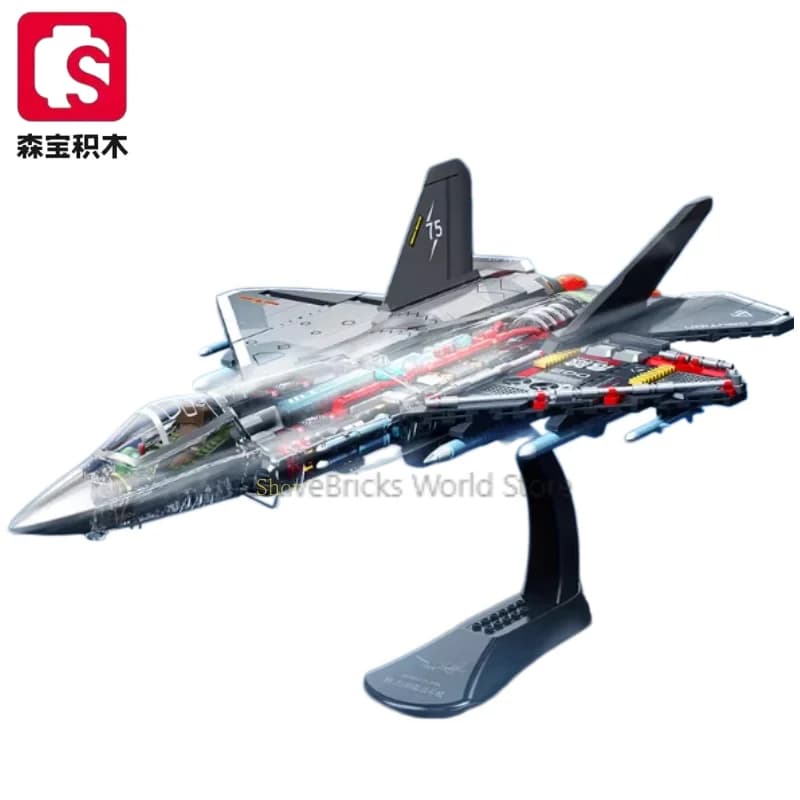 SEMBO J-35 Invisible Military Fighter Jets Small Particle Building Block Assembly DIY Puzzle Toy Model Children Birthday Gift