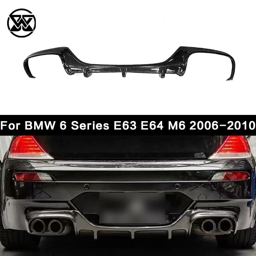 Labbro diffusore paraurti posteriore in fibra di carbonio per BMW Serie 6 E63 E64 M6 2006-2010 Kit corpo punta di scarico splitter labbro posteriore