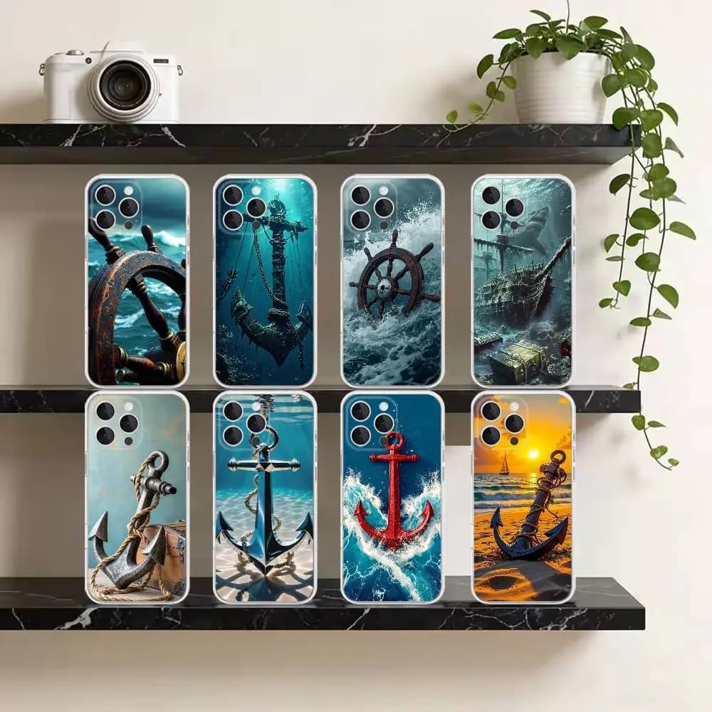 Anchor Boat Ship Wheel Phone Case For iPhone 17 Air 11 12 13 14 15 16 Pro Max Plus XS X XR Silicone Soft Cover