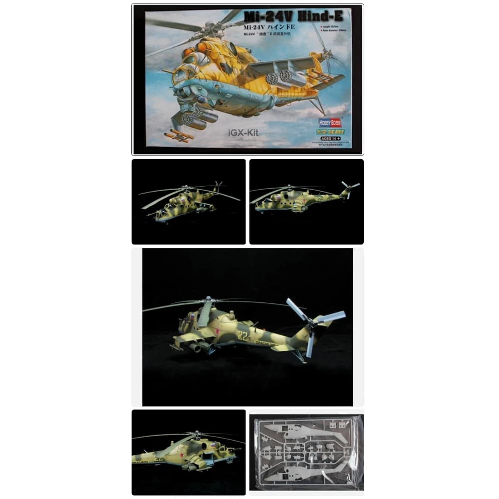 HobbyBoss 87220 Kit Modello in Plastica di Elicottero d'Attacco Corazzato Russo Mi24 KMi-24V Hind in Scala 1:72
