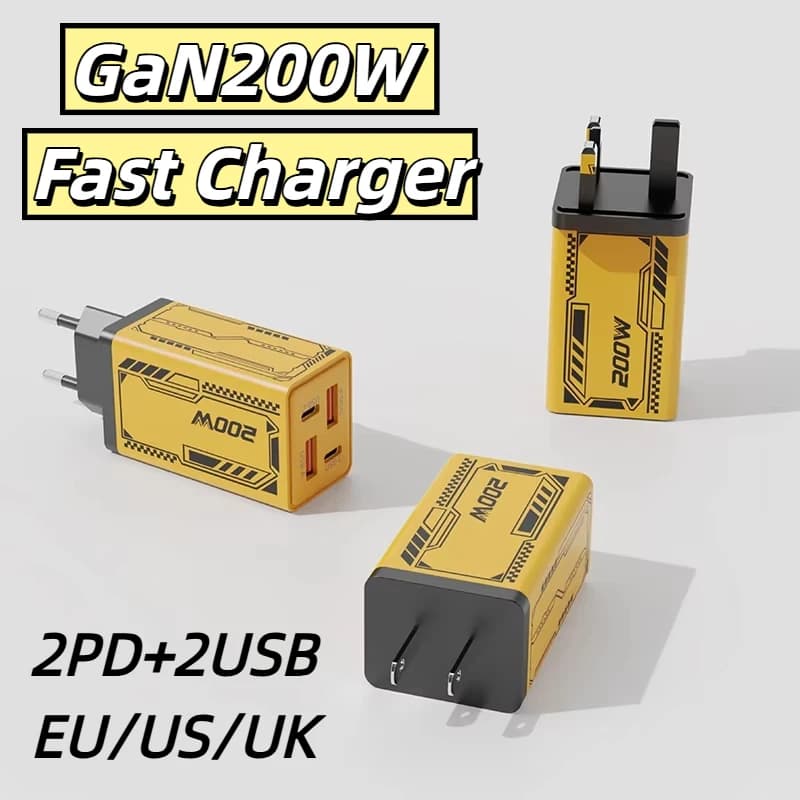 200W GaN Multi Port Charger USB Type C Fast Charge Mobile Phone Adapter For iPhone Samsung Xiaomi Quick Charge Wall Charger