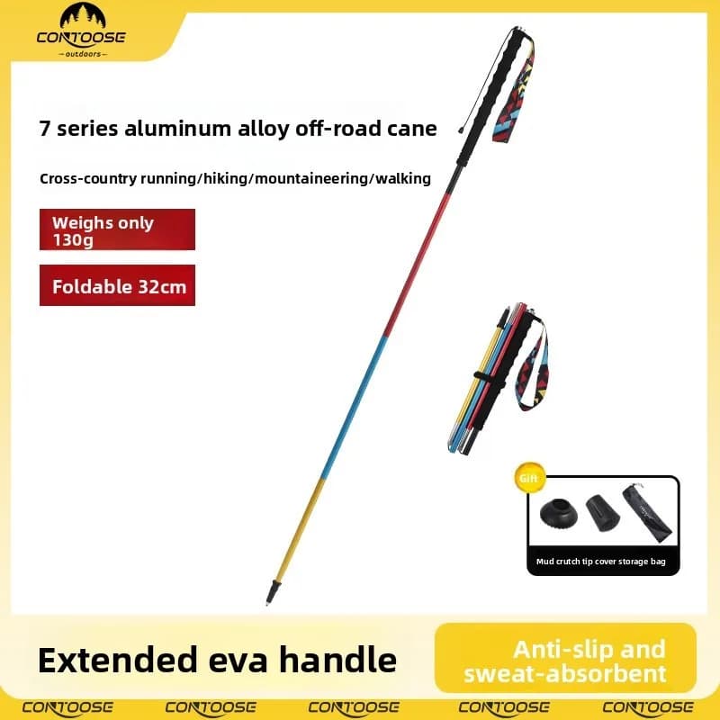 Aluminum Alloy Folding Trekking Poles Professional Outdoor Hiking Trail Running Walking Sticks Ultralight