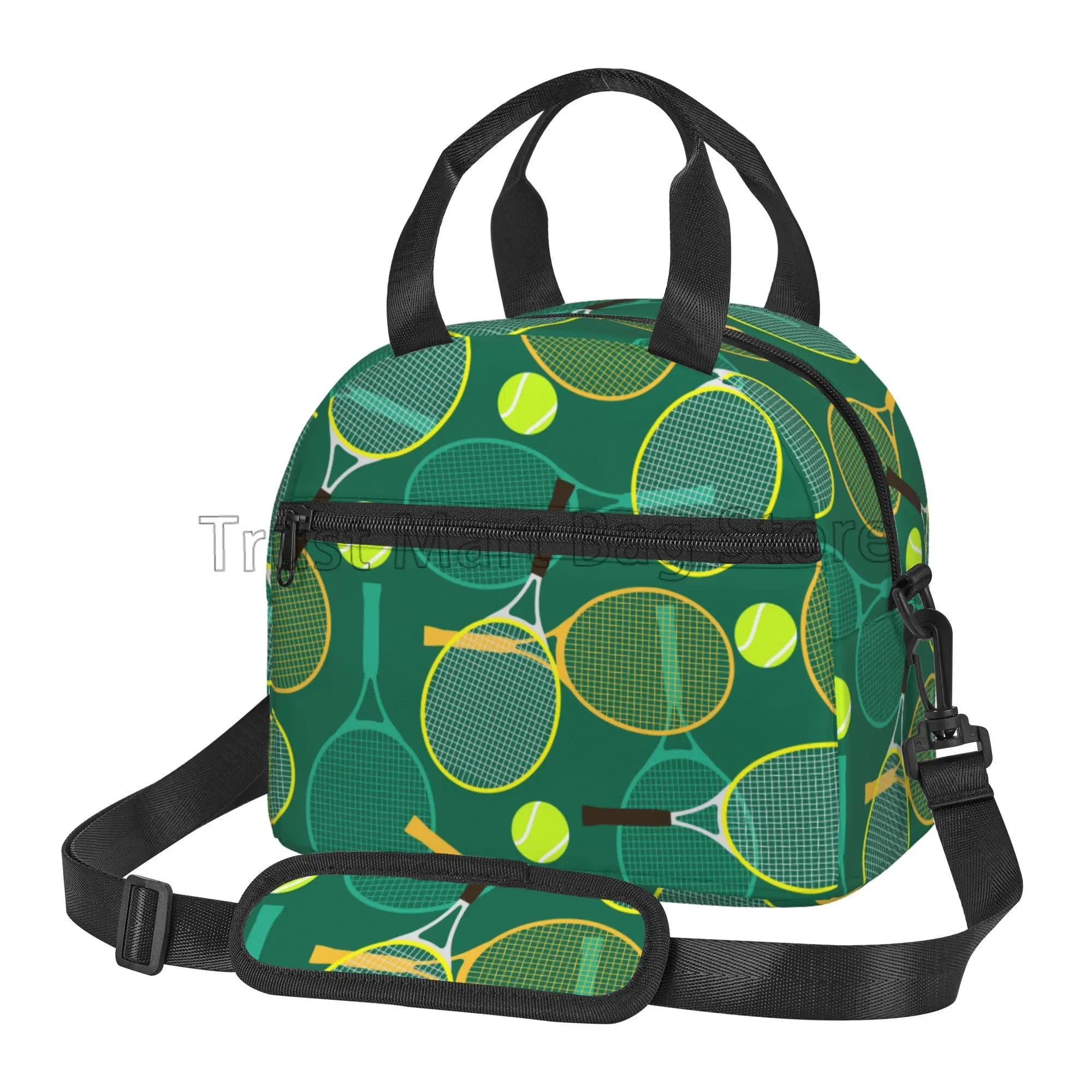 Insulated lunch bag for rackets and tennis balls for travel Thermal bag Reusable waterproof Bento with adjustable shoulder strap