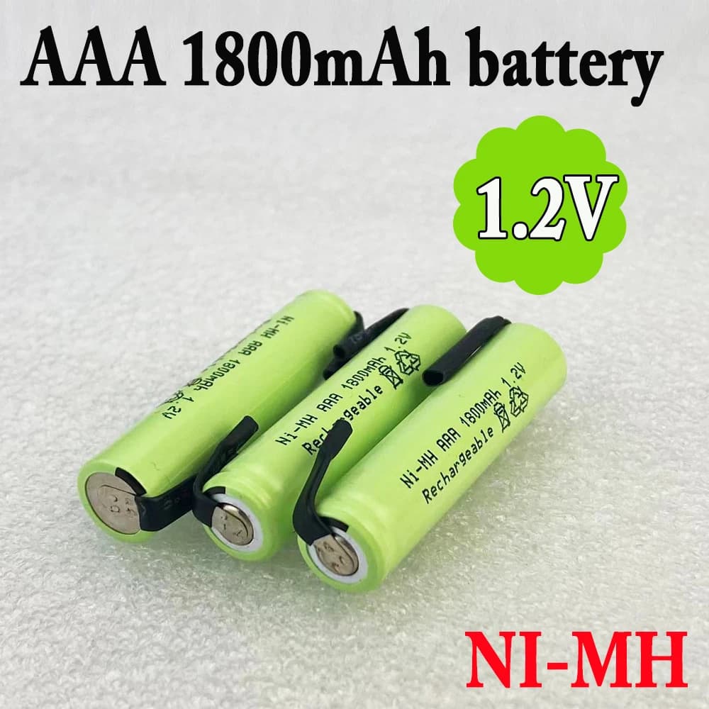 1.2V 1800mAh AAA rechargeable battery, with welding tabs for Philips Braun electric shaver, razor, toothbrush